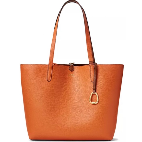Sold!❣️ Lauren Ralph Lauren Large Reversible Pebbled-Faux Leather Tote Bag NWT - Picture 3 of 15